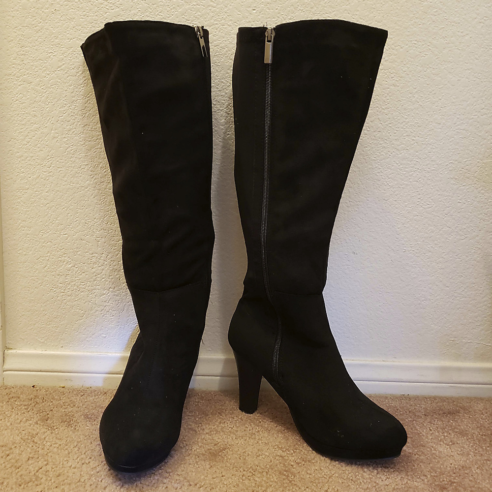 Lane Bryant Faux Suede Black Knee High Boots - 9W